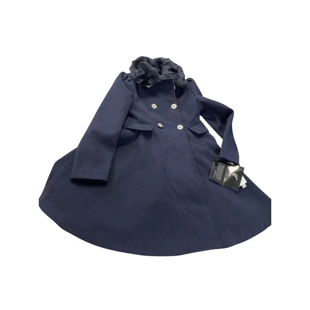 Rothschild Girls blue poly Blend Double Breasted Coat Size M SKU 9270 - Picture 1 of 16